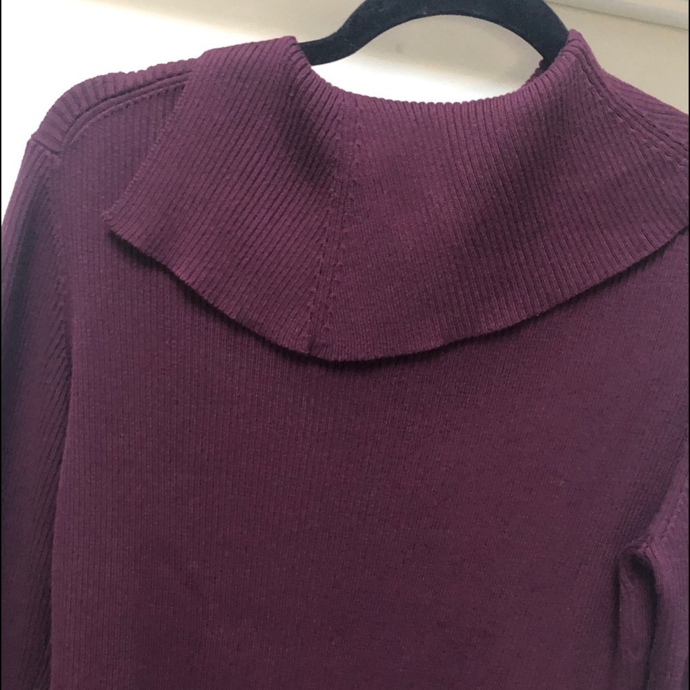 Casual Corner Annex Burgundy Ribbed Cowl Neck Sweater Foldover Collar Large - Picture 6 of 11